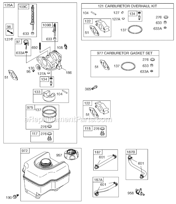 Page C Diagram and Parts List for 12D100SERIES 0110-0940 Briggs and Stratton Engine